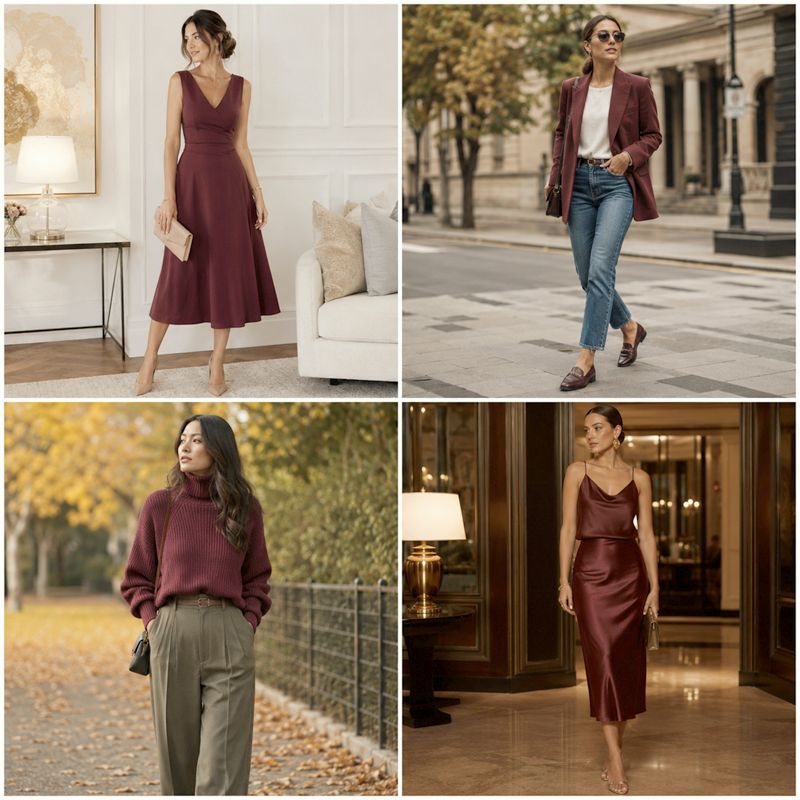 Stylizacje z kolorem marsala